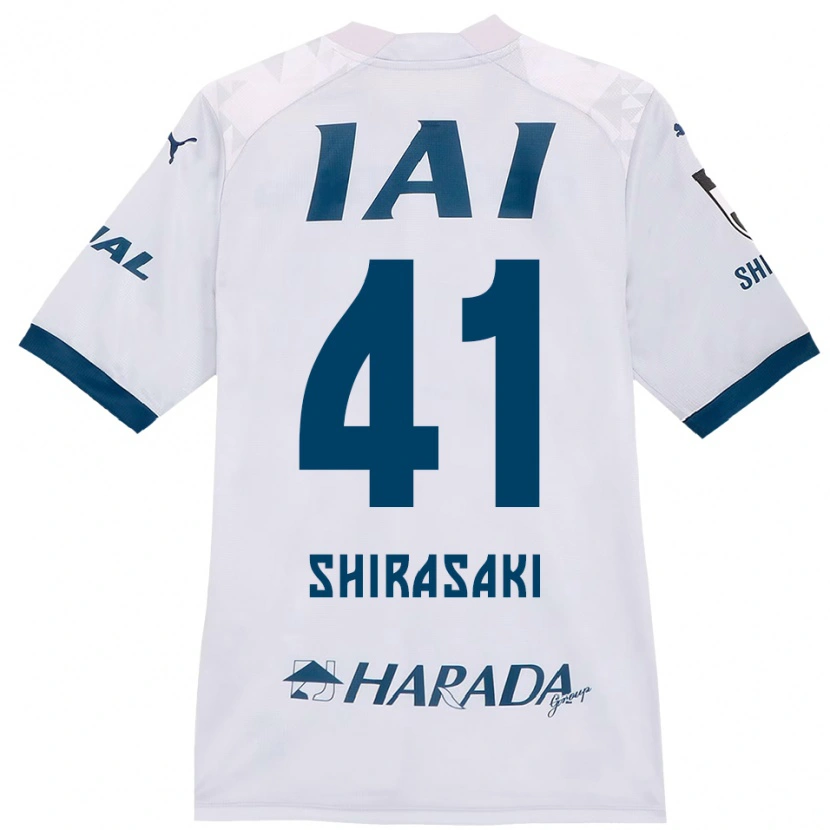 Danxen Bambino Maglia Ryohei Shirasaki #41 Bianco Blu Royal Kit Gara Away 2025/26 Maglietta