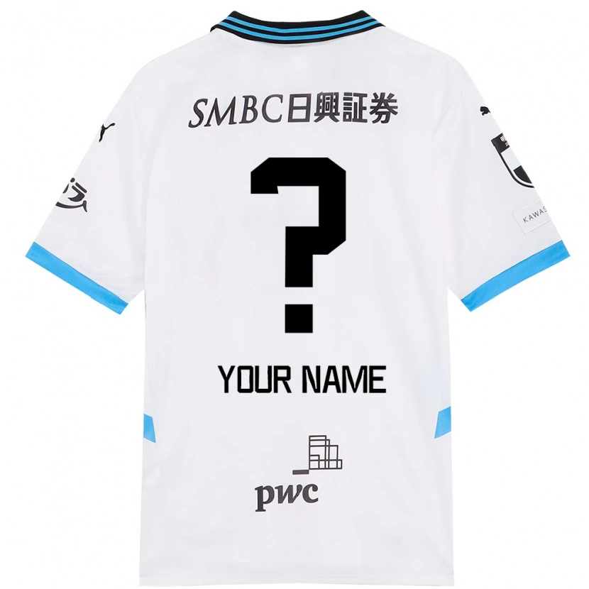Danxen Bambino Maglia Il Tuo Nome #0 Bianco Azzurro Cielo Kit Gara Away 2025/26 Maglietta