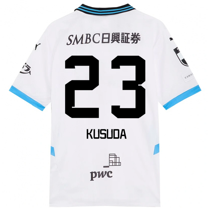 Danxen Bambino Maglia Haruki Kusuda #23 Bianco Azzurro Cielo Kit Gara Away 2025/26 Maglietta