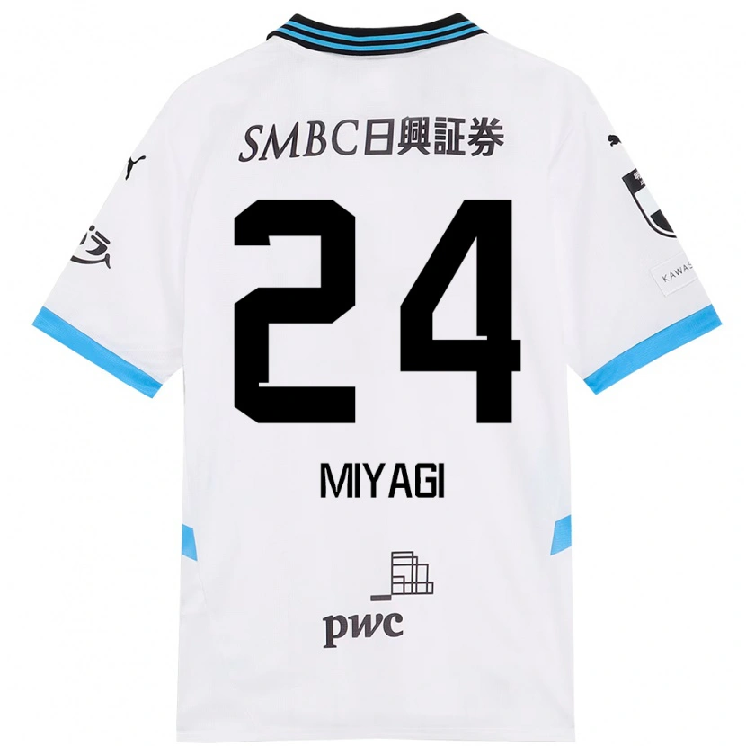 Danxen Bambino Maglia Ten Miyagi #24 Bianco Azzurro Cielo Kit Gara Away 2025/26 Maglietta
