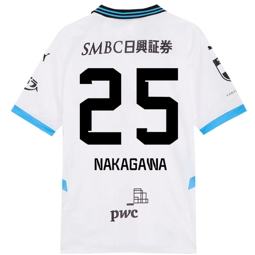 Danxen Bambino Maglia Shin Nakagawa #25 Bianco Azzurro Cielo Kit Gara Away 2025/26 Maglietta