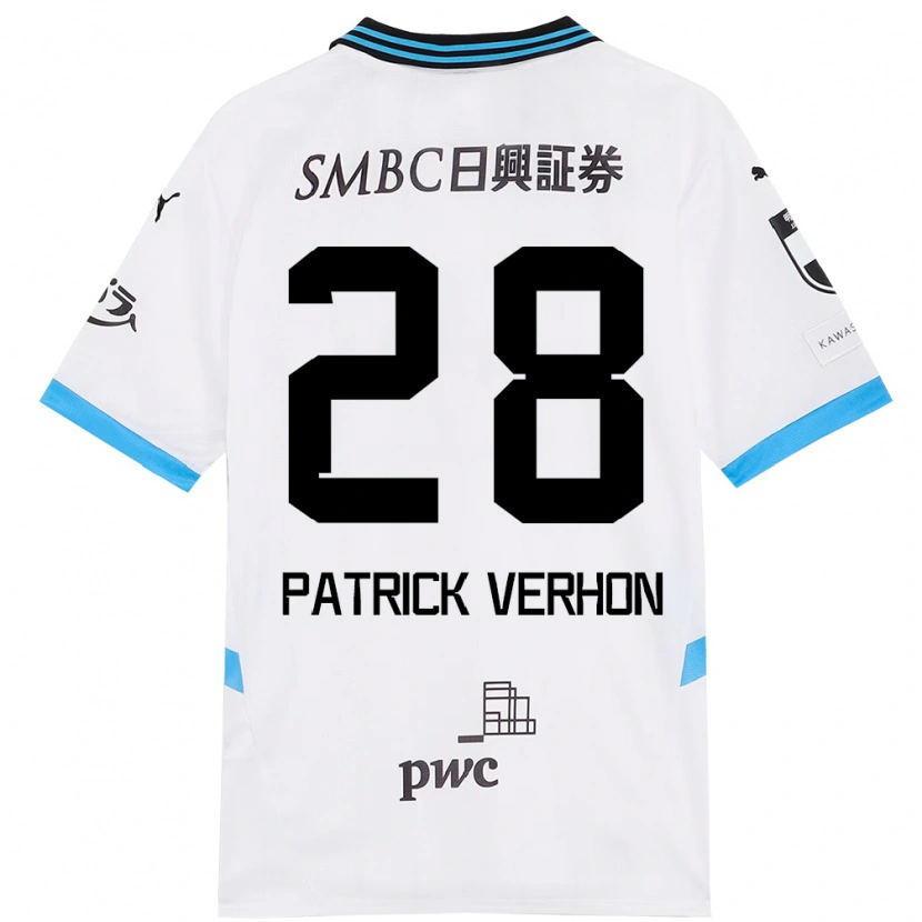 Danxen Bambino Maglia Patrick Verhon #28 Bianco Azzurro Cielo Kit Gara Away 2025/26 Maglietta