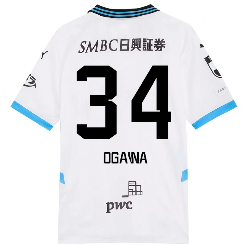 Danxen Bambino Maglia Hiroto Ogawa #34 Bianco Azzurro Cielo Kit Gara Away 2025/26 Maglietta