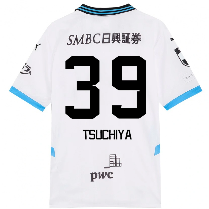Danxen Bambino Maglia Kaito Tsuchiya #39 Bianco Azzurro Cielo Kit Gara Away 2025/26 Maglietta