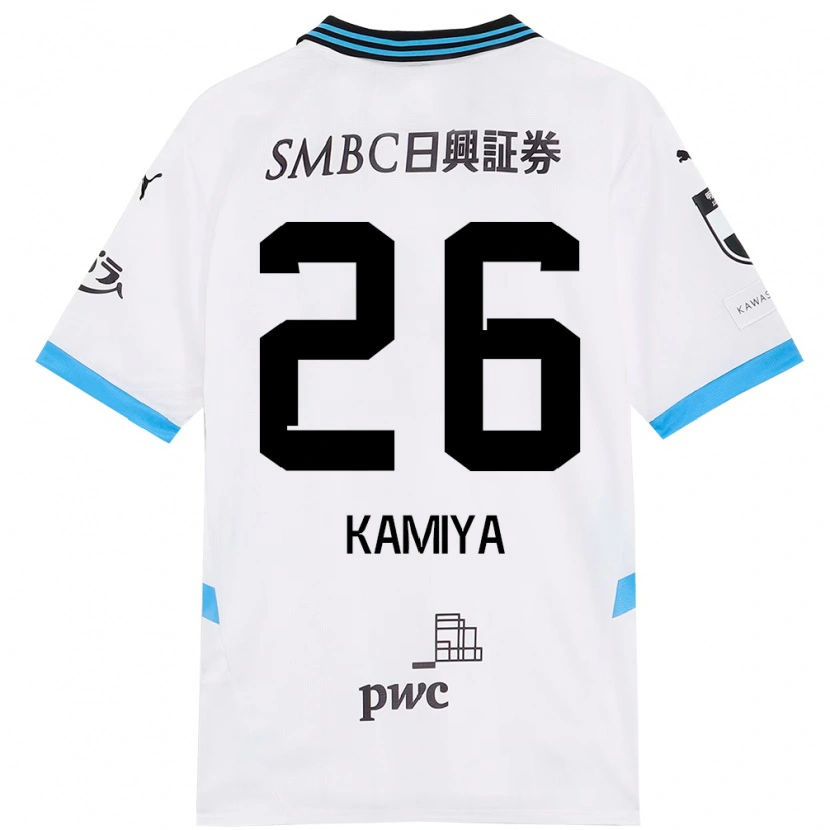 Danxen Bambino Maglia Kaito Kamiya #26 Bianco Azzurro Cielo Kit Gara Away 2025/26 Maglietta