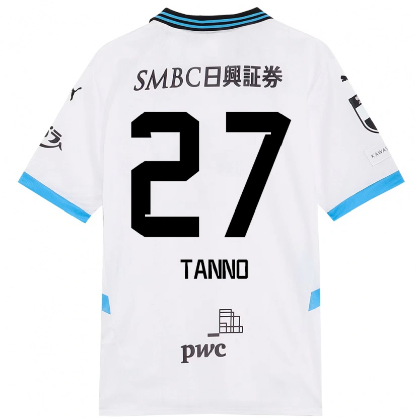 Danxen Bambino Maglia Kenta Tanno #27 Bianco Azzurro Cielo Kit Gara Away 2025/26 Maglietta