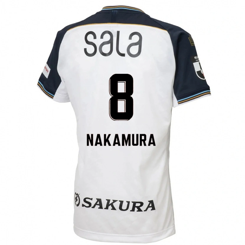 Danxen Bambino Maglia Shunta Nakamura #8 Bianco Nero Kit Gara Away 2025/26 Maglietta