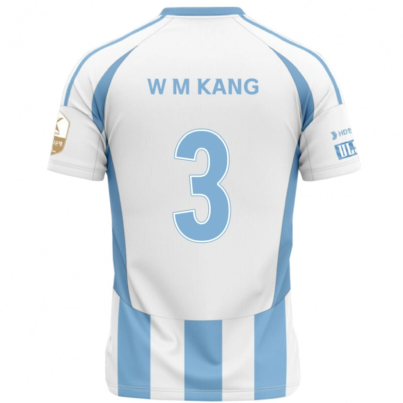 Danxen Bambino Maglia Min-Woo Kang #3 Bianco Azzurro Cielo Kit Gara Away 2025/26 Maglietta