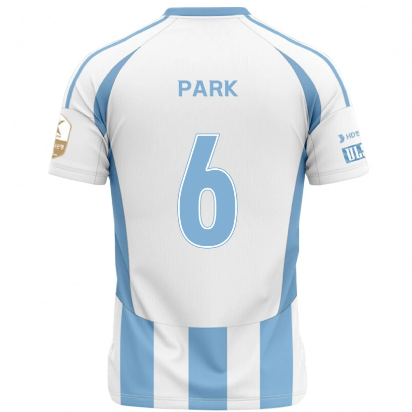 Danxen Bambino Maglia Jun Park #6 Bianco Azzurro Cielo Kit Gara Away 2025/26 Maglietta
