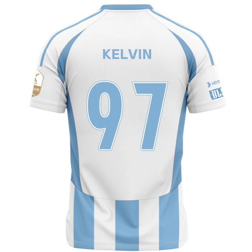 Danxen Bambino Maglia Kelvin #97 Bianco Azzurro Cielo Kit Gara Away 2025/26 Maglietta