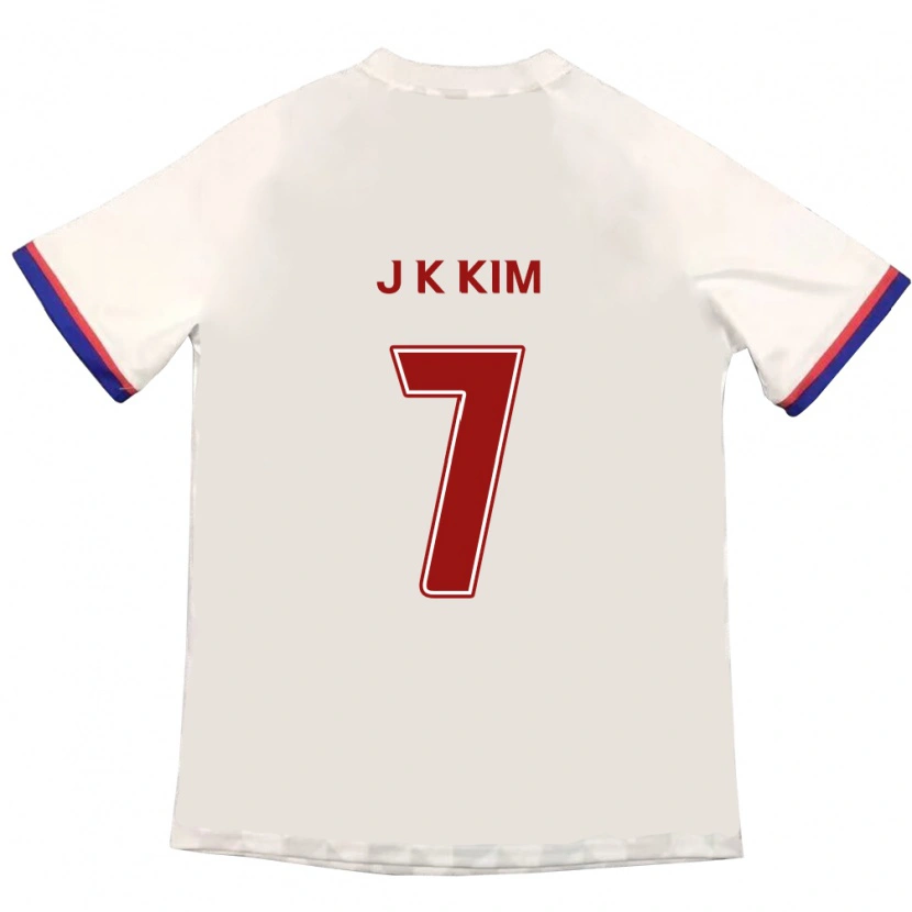 Danxen Bambino Maglia Ki-Jun Kim #7 Bianco Sporco Rosso Kit Gara Away 2025/26 Maglietta