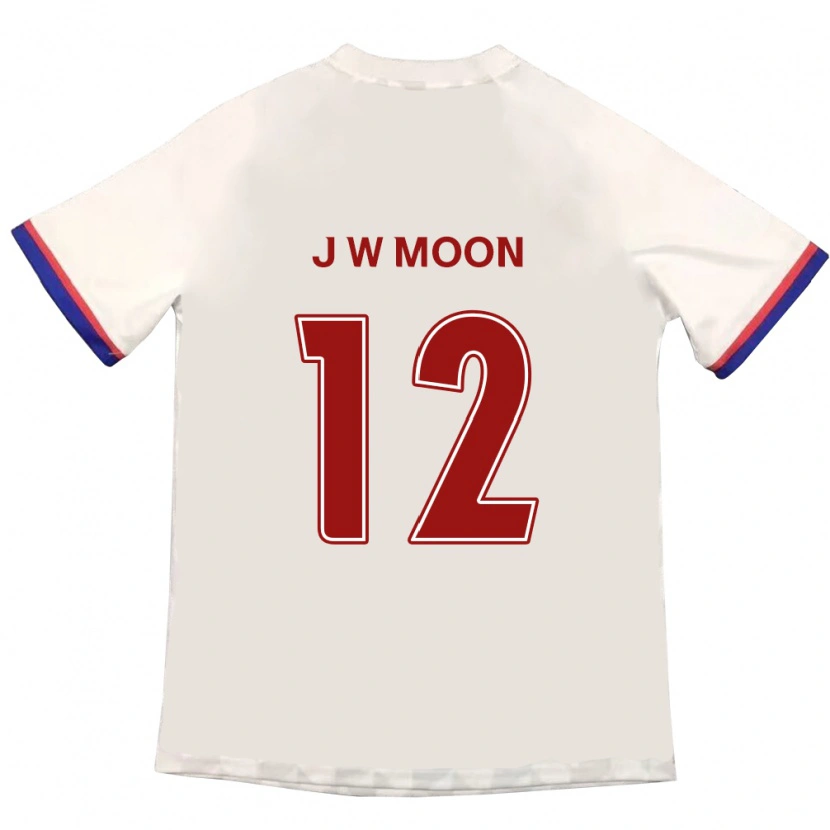 Danxen Bambino Maglia Jung-Woo Moon #12 Bianco Sporco Rosso Kit Gara Away 2025/26 Maglietta