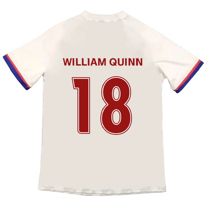 Danxen Bambino Maglia Max William Quinn #18 Bianco Sporco Rosso Kit Gara Away 2025/26 Maglietta