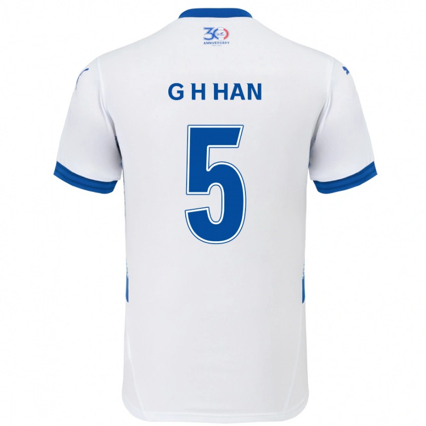 Danxen Bambino Maglia Ho-Gang Han #5 Bianco Blu Royal Kit Gara Away 2025/26 Maglietta
