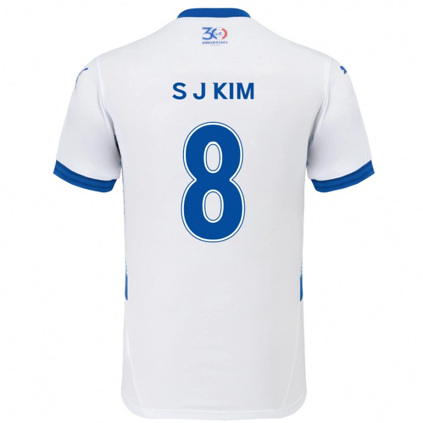 Danxen Bambino Maglia Ji-Sung Kim #8 Bianco Blu Royal Kit Gara Away 2025/26 Maglietta