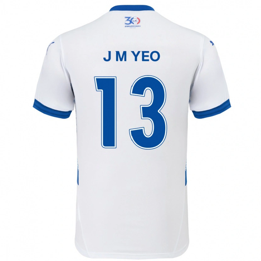 Danxen Bambino Maglia Min-Jun Yeo #13 Bianco Blu Royal Kit Gara Away 2025/26 Maglietta
