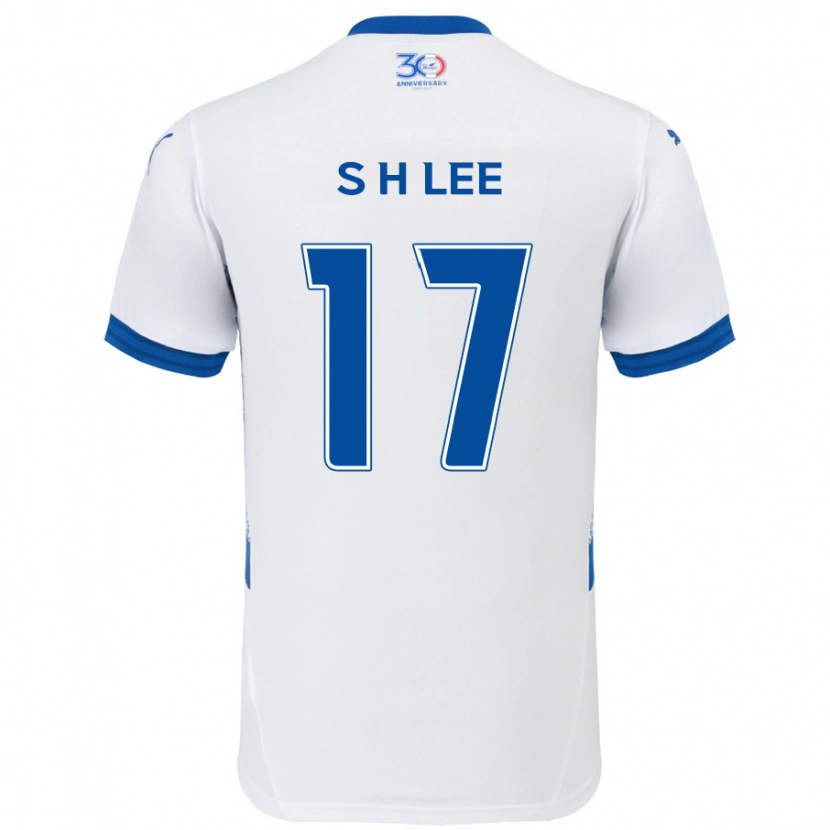 Danxen Bambino Maglia Hyun-Seo Lee #17 Bianco Blu Royal Kit Gara Away 2025/26 Maglietta