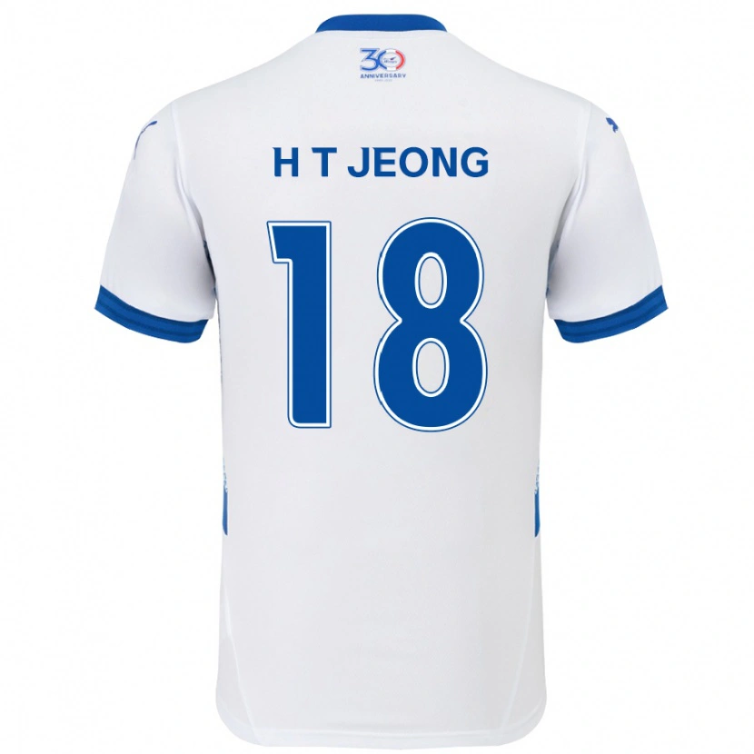 Danxen Bambino Maglia Tae-Hwan Jeong #18 Bianco Blu Royal Kit Gara Away 2025/26 Maglietta