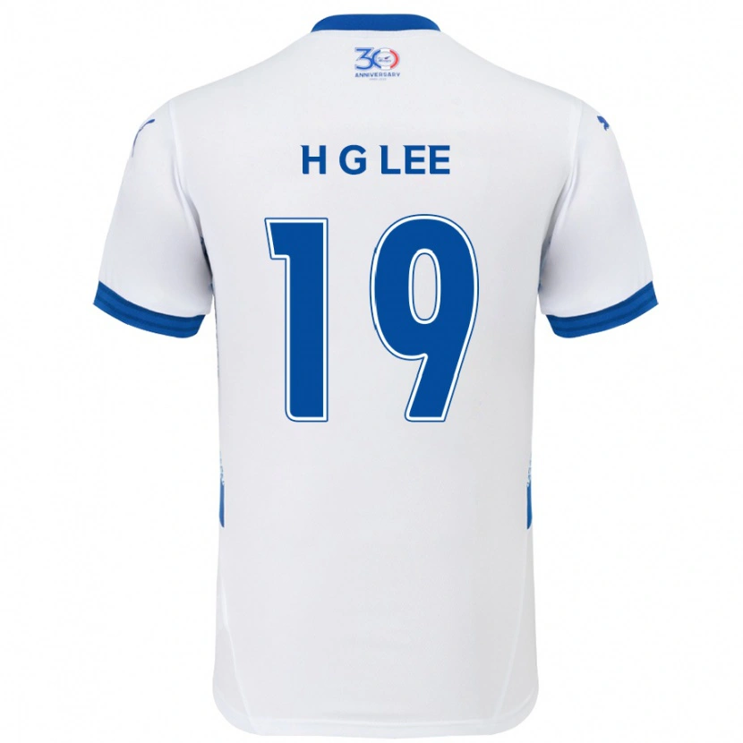 Danxen Bambino Maglia Geon-Hee Lee #19 Bianco Blu Royal Kit Gara Away 2025/26 Maglietta