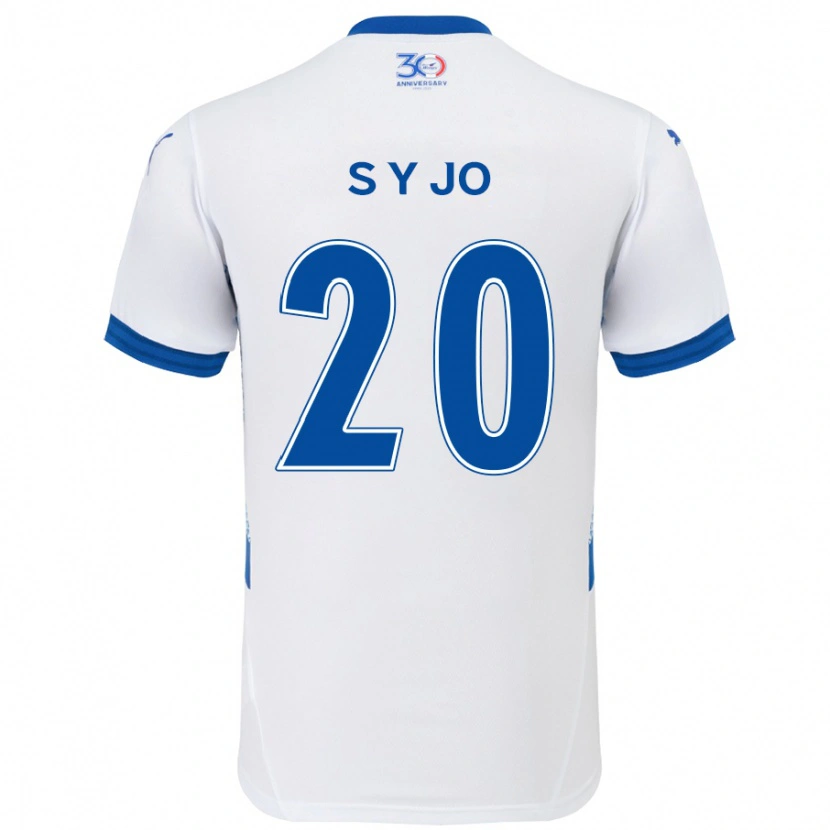 Danxen Bambino Maglia Yun-Seong Jo #20 Bianco Blu Royal Kit Gara Away 2025/26 Maglietta