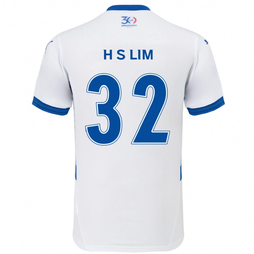 Danxen Bambino Maglia Seong-Hyeon Lim #32 Bianco Blu Royal Kit Gara Away 2025/26 Maglietta
