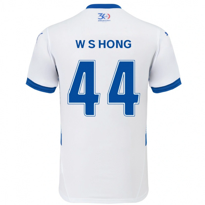 Danxen Bambino Maglia Sang-Won Hong #44 Bianco Blu Royal Kit Gara Away 2025/26 Maglietta