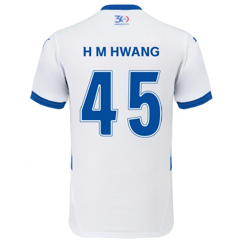 Danxen Bambino Maglia Myung-Hyun Hwang #45 Bianco Blu Royal Kit Gara Away 2025/26 Maglietta