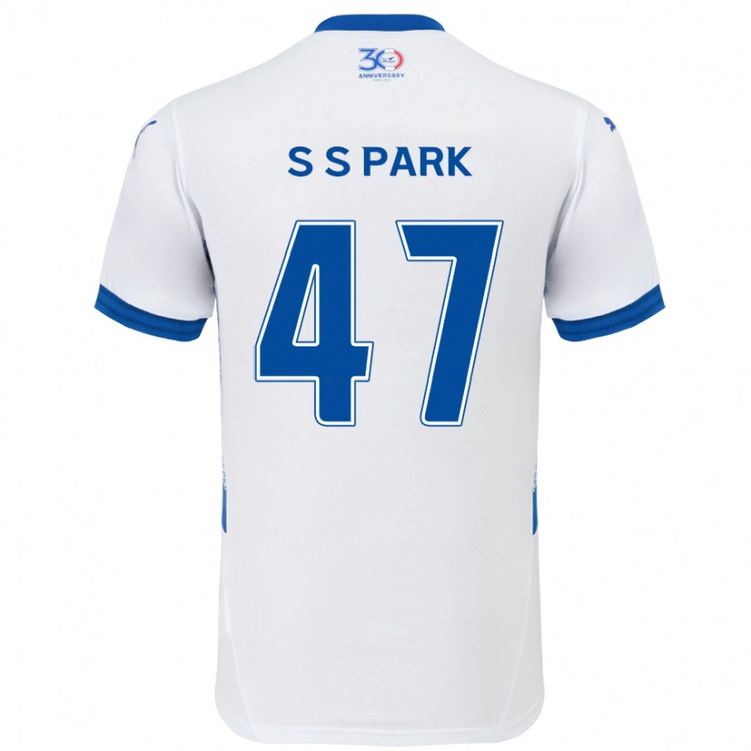 Danxen Bambino Maglia Seung-Soo Park #47 Bianco Blu Royal Kit Gara Away 2025/26 Maglietta