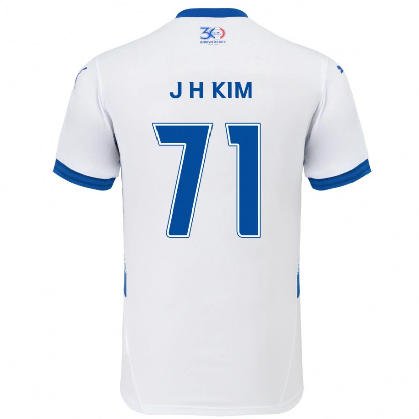 Danxen Bambino Maglia Ji-Ho Kim #71 Bianco Blu Royal Kit Gara Away 2025/26 Maglietta