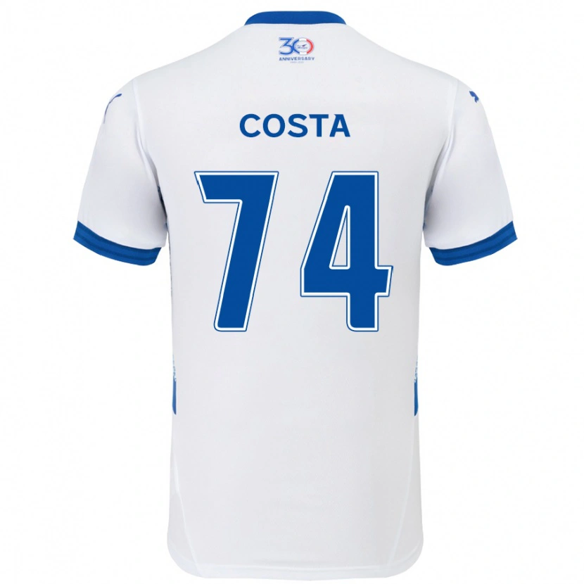 Danxen Bambino Maglia Bruno Costa #74 Bianco Blu Royal Kit Gara Away 2025/26 Maglietta