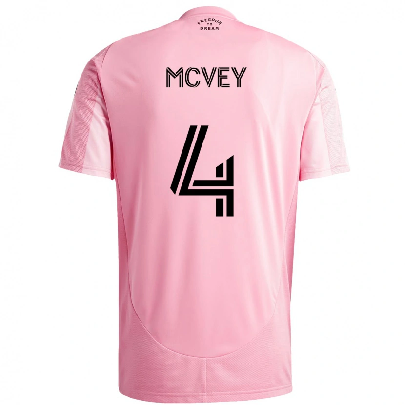 Danxen Uomo Maglia Christopher Mcvey #4 Rosa Nero Kit Gara Home 2025/26 Maglietta
