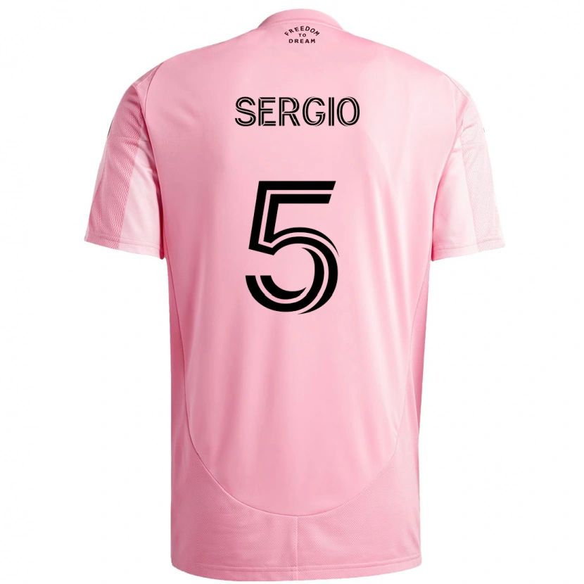 Danxen Uomo Maglia Sergio Busquets #5 Rosa Nero Kit Gara Home 2025/26 Maglietta