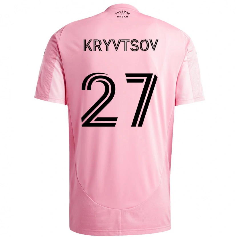 Danxen Uomo Maglia Sergiy Kryvtsov #27 Rosa Nero Kit Gara Home 2025/26 Maglietta