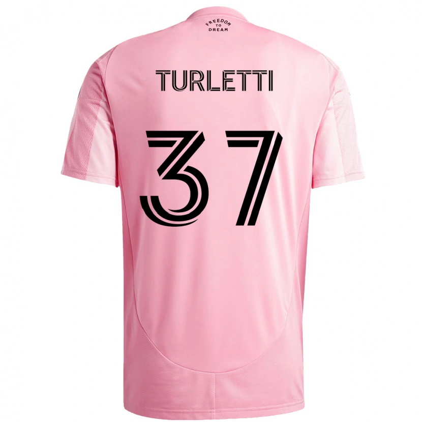 Danxen Uomo Maglia Mateo Turletti #37 Rosa Nero Kit Gara Home 2025/26 Maglietta