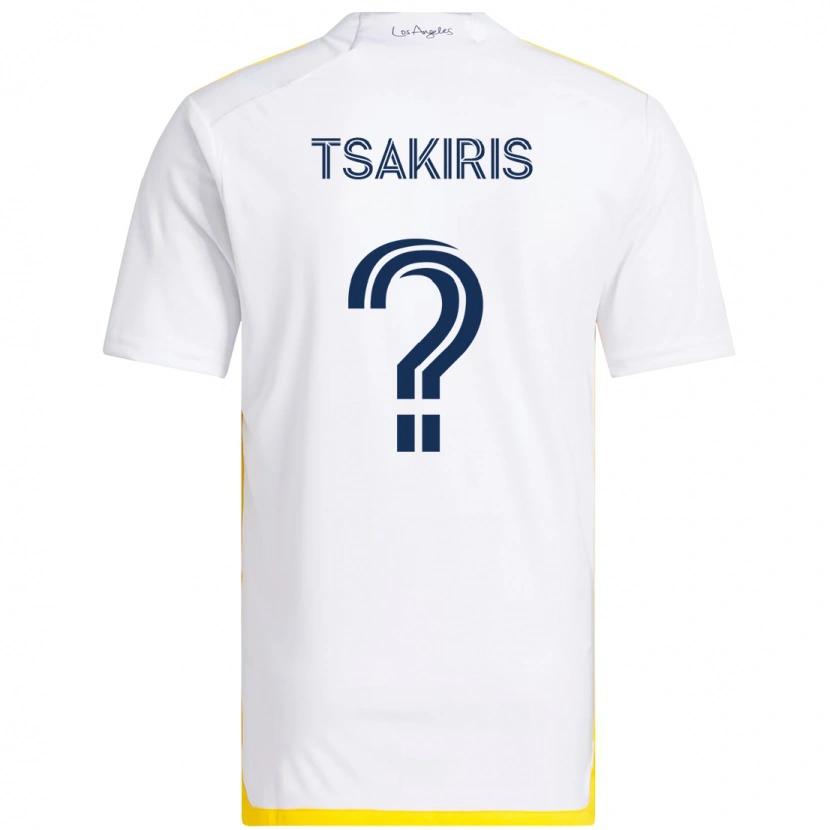 Danxen Uomo Maglia Mateo Tsakiris #0 Bianco Giallo Kit Gara Home 2025/26 Maglietta