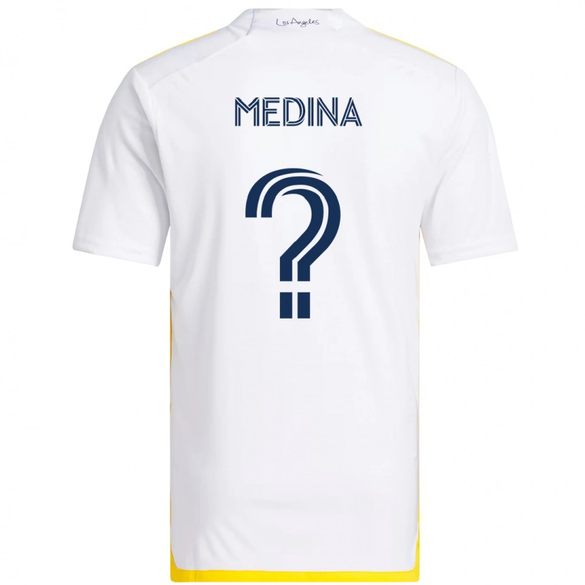 Danxen Uomo Maglia Aaron Medina #0 Bianco Giallo Kit Gara Home 2025/26 Maglietta