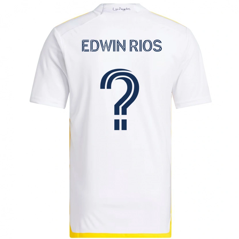 Danxen Uomo Maglia Edwin Rios #0 Bianco Giallo Kit Gara Home 2025/26 Maglietta