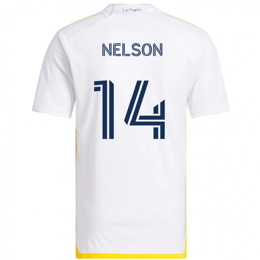 Danxen Uomo Maglia John Nelson #14 Bianco Giallo Kit Gara Home 2025/26 Maglietta