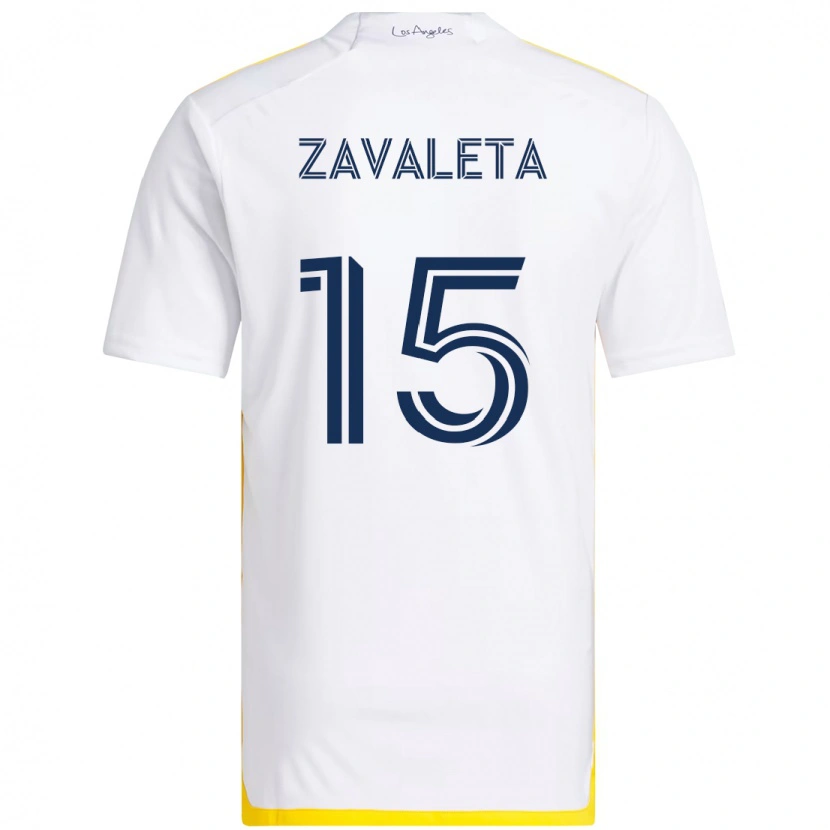 Danxen Uomo Maglia Eriq Zavaleta #15 Bianco Giallo Kit Gara Home 2025/26 Maglietta