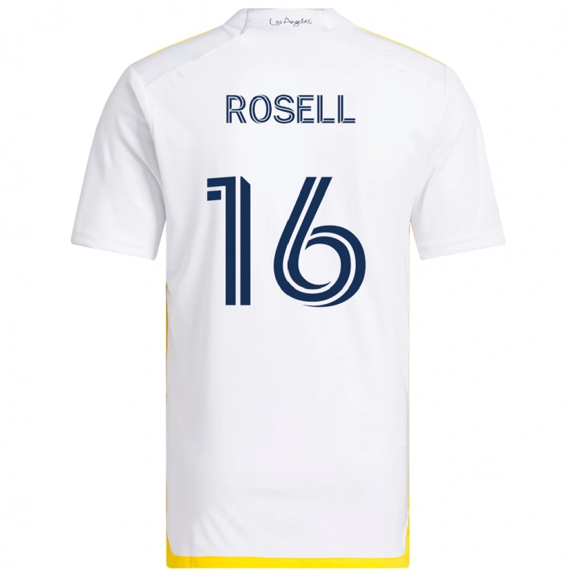 Danxen Uomo Maglia Uri Rosell #16 Bianco Giallo Kit Gara Home 2025/26 Maglietta