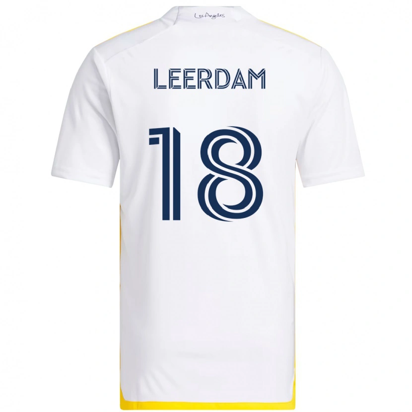 Danxen Uomo Maglia Kelvin Leerdam #18 Bianco Giallo Kit Gara Home 2025/26 Maglietta