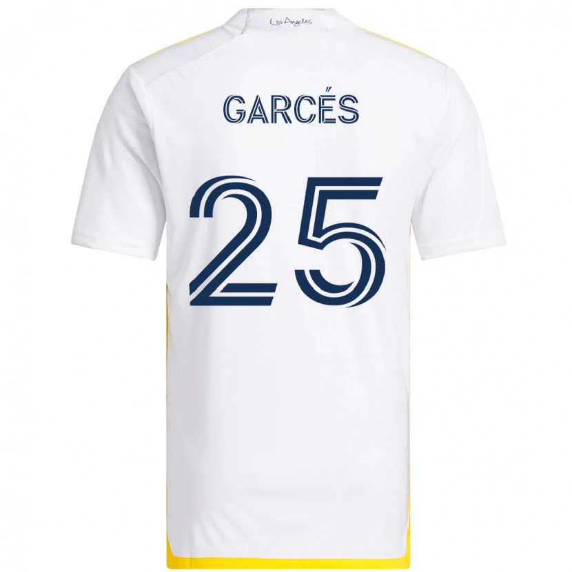 Danxen Uomo Maglia Carlos Garcés #25 Bianco Giallo Kit Gara Home 2025/26 Maglietta