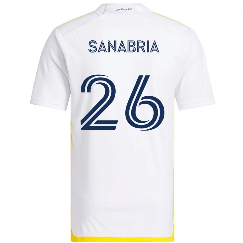 Danxen Uomo Maglia Lucas Sanabria #26 Bianco Giallo Kit Gara Home 2025/26 Maglietta
