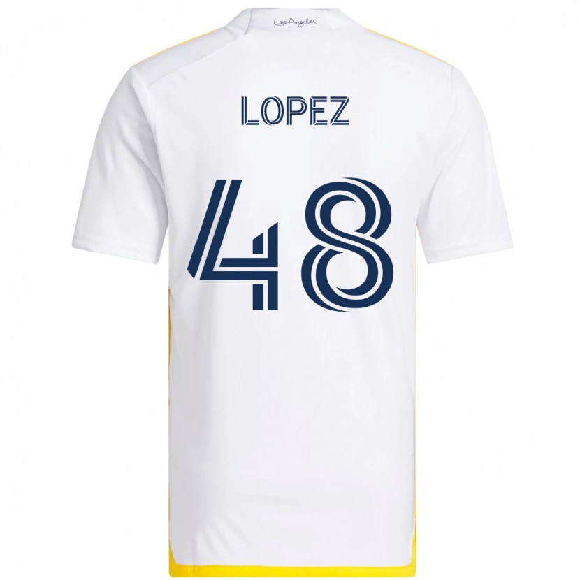 Danxen Uomo Maglia Diego López #48 Bianco Giallo Kit Gara Home 2025/26 Maglietta