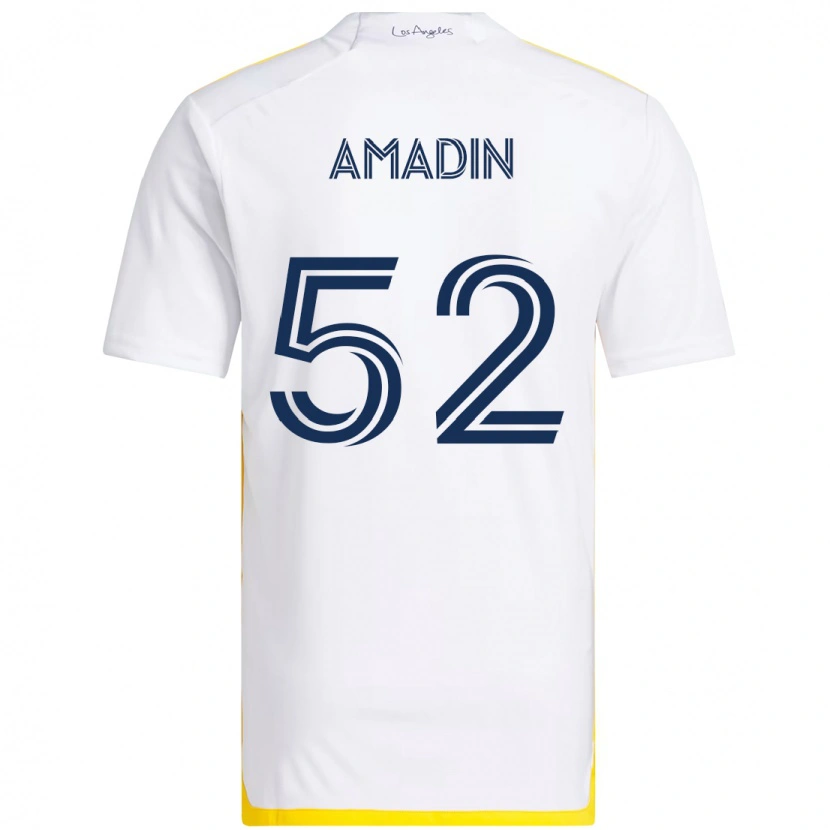 Danxen Uomo Maglia Elijah Amadin #52 Bianco Giallo Kit Gara Home 2025/26 Maglietta