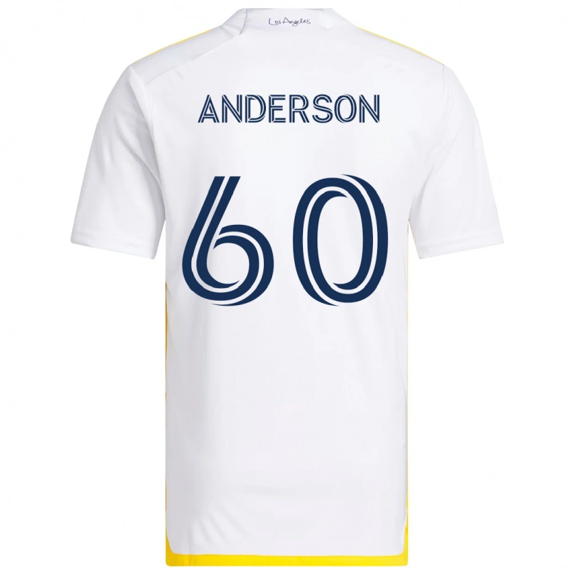 Danxen Uomo Maglia Nolan Anderson #60 Bianco Giallo Kit Gara Home 2025/26 Maglietta