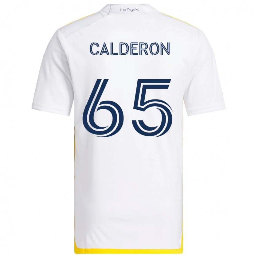 Danxen Uomo Maglia Juan Calderón #65 Bianco Giallo Kit Gara Home 2025/26 Maglietta