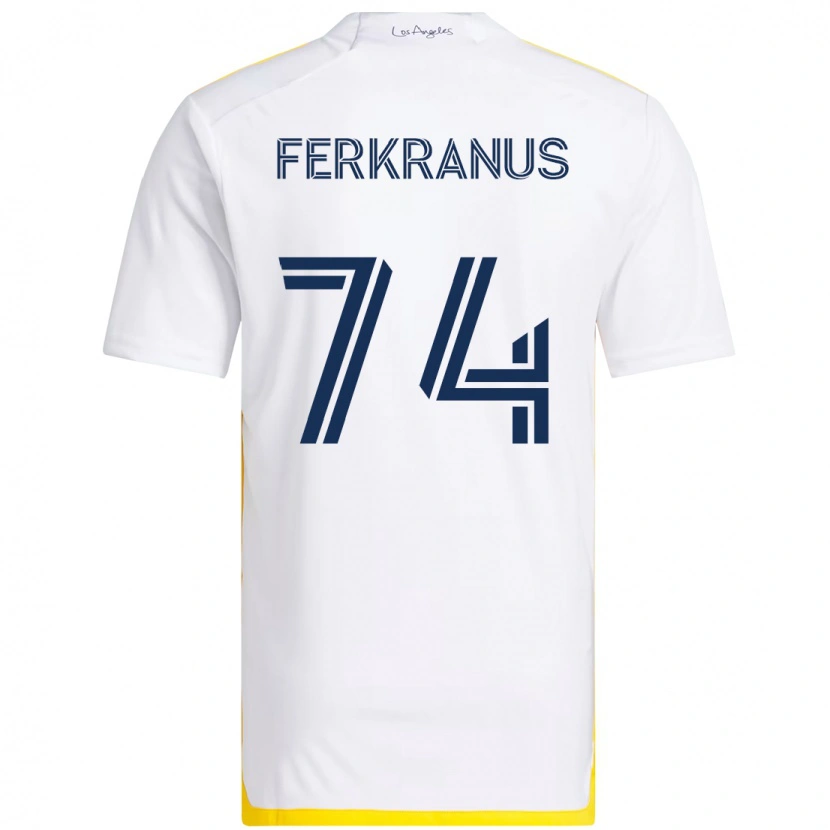 Danxen Uomo Maglia Marcus Ferkranus #74 Bianco Giallo Kit Gara Home 2025/26 Maglietta