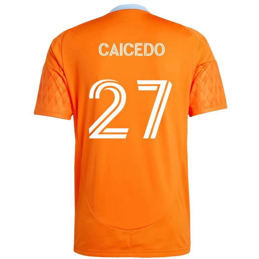 Danxen Uomo Maglia Luis Caicedo #27 Arancione Bianco Kit Gara Home 2025/26 Maglietta