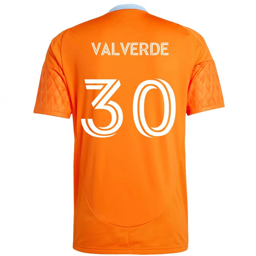 Danxen Uomo Maglia Jefferson Valverde #30 Arancione Bianco Kit Gara Home 2025/26 Maglietta